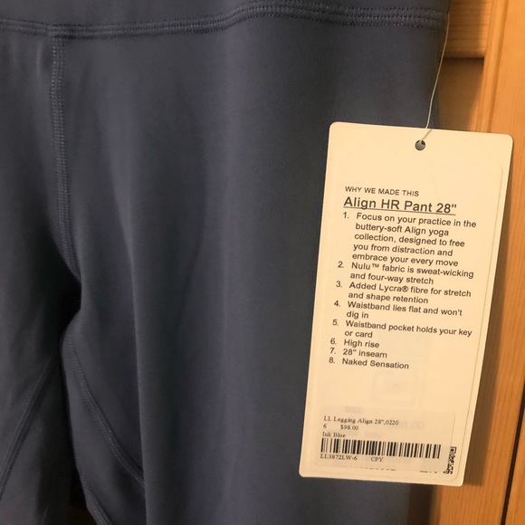 NWT Lululemon Ink Blue Align Leggings 28” Size 6 - Picture 2 of 6